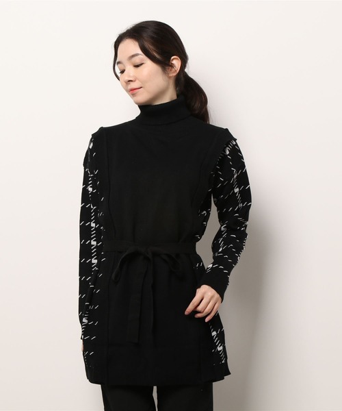 ABITOKYO（アビトーキョー）の「サイド柄ジャカードドッキングチュニックプルオーバー（ニット/セーター・レディース・ホワイト/ブラック/グレー・FREE）」の20枚目の写真