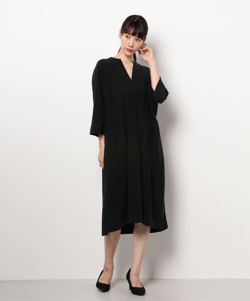 UNFIL（アンフィル）の「【unfil】ローシルクジャージー カフタンドレス WOMEN（ワンピース・レディース・ブラック/Nat・0）」の16枚目の写真