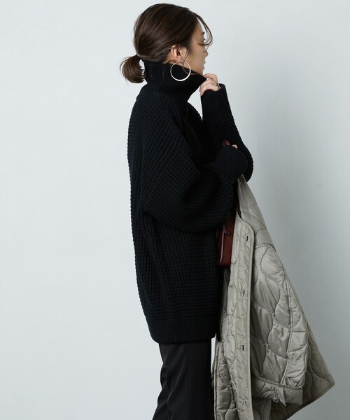 FREAK'S STORE（フリークスストア）の「▽【WEB限定】ワッフルタートルニット(ハイネックニット)（ニット/セーター・レディース・ブラック/ブラウン/グリーン/ナチュラル・ﾌﾘ-）」の2枚目の写真