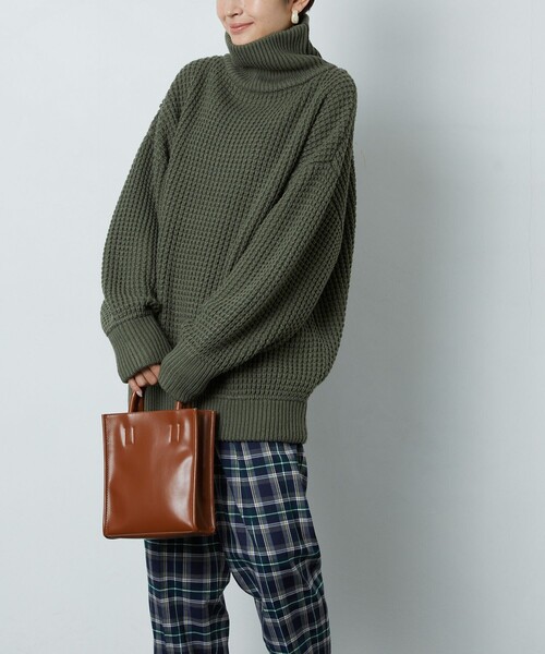 FREAK'S STORE（フリークスストア）の「▽【WEB限定】ワッフルタートルニット(ハイネックニット)（ニット/セーター・レディース・ブラック/ブラウン/グリーン/ナチュラル・ﾌﾘ-）」の21枚目の写真