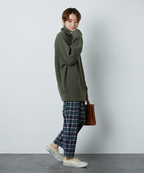 FREAK'S STORE（フリークスストア）の「▽【WEB限定】ワッフルタートルニット(ハイネックニット)（ニット/セーター・レディース・ブラック/ブラウン/グリーン/ナチュラル・ﾌﾘ-）」の19枚目の写真