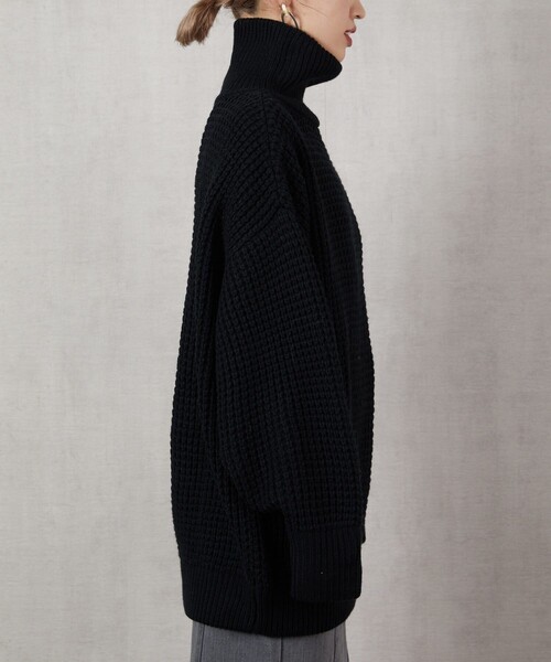 FREAK'S STORE（フリークスストア）の「▽【WEB限定】ワッフルタートルニット(ハイネックニット)（ニット/セーター・レディース・ブラック/ブラウン/グリーン/ナチュラル・ﾌﾘ-）」の10枚目の写真