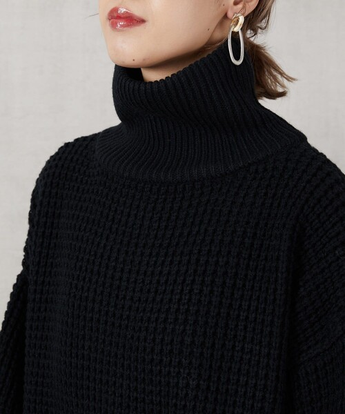 FREAK'S STORE（フリークスストア）の「▽【WEB限定】ワッフルタートルニット(ハイネックニット)（ニット/セーター・レディース・ブラック/ブラウン/グリーン/ナチュラル・ﾌﾘ-）」の8枚目の写真