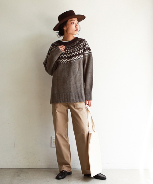 feepur(フェピュール)の「《ウォッシャブル》ノルディック柄オーバーニット(ニット/セーター・レディース・ブラウン/チャコールグレー/オリーブ・MEDIUM)」の18枚目の写真