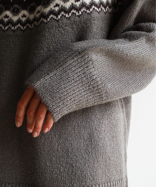 feepur(フェピュール)の「《ウォッシャブル》ノルディック柄オーバーニット(ニット/セーター・レディース・ブラウン/チャコールグレー/オリーブ・MEDIUM)」の19枚目の写真