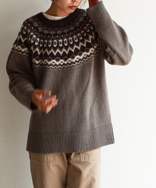 feepur(フェピュール)の「《ウォッシャブル》ノルディック柄オーバーニット(ニット/セーター・レディース・ブラウン/チャコールグレー/オリーブ・MEDIUM)」の22枚目の写真