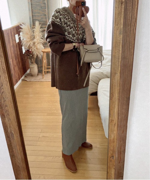 feepur(フェピュール)の「《ウォッシャブル》ノルディック柄オーバーニット(ニット/セーター・レディース・ブラウン/チャコールグレー/オリーブ・MEDIUM)」の7枚目の写真