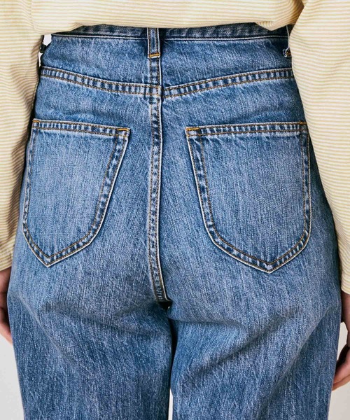 MADEMOISELLE ROPE'（マドモアゼル ロペ）の「<春まで使える>【MR Jeans】ハイウエストボーイズジーンズ（デニムパンツ・レディース・ベージュ/ネイビー/パープル・38/40/36/34）」の13枚目の写真