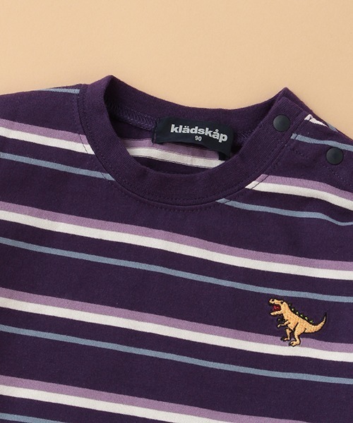 kladskap（クレードスコープ）の「恐竜ボーダー長袖Tシャツ（Tシャツ/カットソー・キッズ・アイボリー/パープル・130cm/110cm/90cm/100cm/120cm）」の7枚目の写真