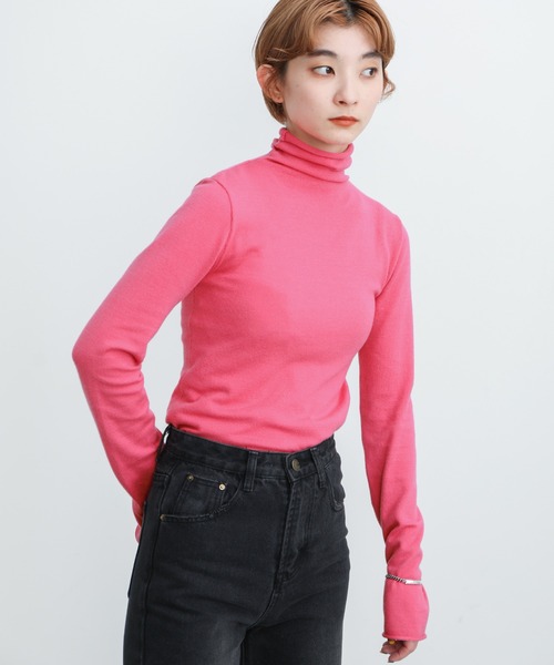 select MOCA（セレクトモカ）の「2021 AW ハイネックカットオフニット（ニット/セーター・レディース・レッド/ピンク/ライム/ブルー・FREE）」の15枚目の写真