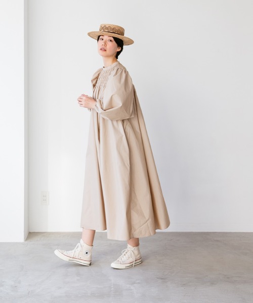 note et silence （ノートエシロンス）の「◇【AMB100貨】オーガニックリサイクルブロード シャーリングワンピース（ワンピース・レディース・グレー/ベージュ/ブラック・FREE）」の21枚目の写真
