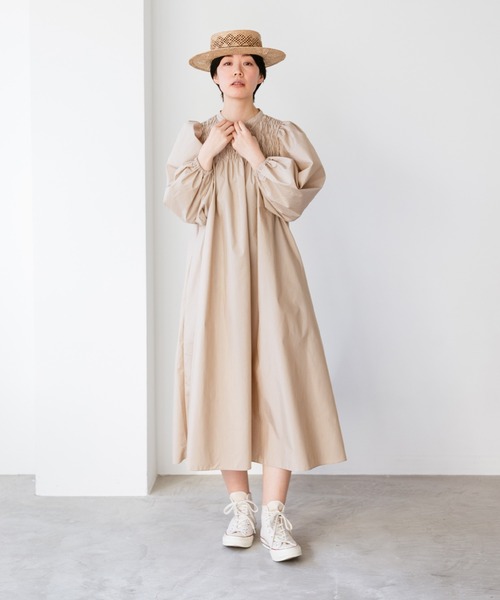 note et silence （ノートエシロンス）の「◇【AMB100貨】オーガニックリサイクルブロード シャーリングワンピース（ワンピース・レディース・グレー/ベージュ/ブラック・FREE）」の16枚目の写真