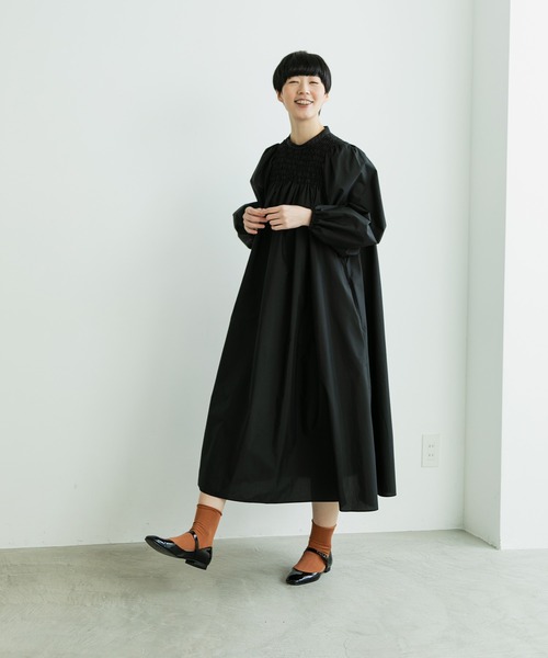 note et silence （ノートエシロンス）の「◇【AMB100貨】オーガニックリサイクルブロード シャーリングワンピース（ワンピース・レディース・グレー/ベージュ/ブラック・FREE）」の12枚目の写真