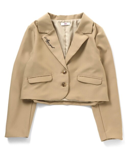 algy（アルジー）の「ガーリーロゴジャケット（テーラードジャケット・キッズ・チェック/ベージュ・MEDIUM/SMALL/X-SMALL/XX-SMALL）」の2枚目の写真