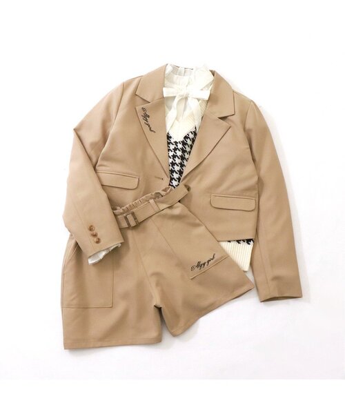 algy（アルジー）の「ガーリーロゴジャケット（テーラードジャケット・キッズ・チェック/ベージュ・MEDIUM/SMALL/X-SMALL/XX-SMALL）」の3枚目の写真