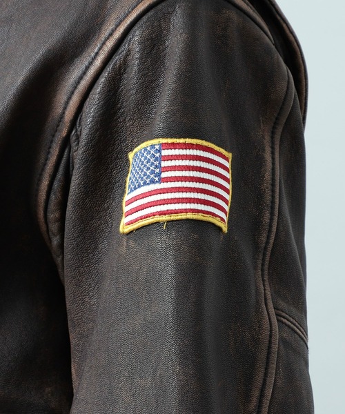 Alpha Industries（アルファインダストリーズ）の「G-1 レザージャケット（ミリタリージャケット・メンズ・ブラウン・MEDIUM/X-LARGE/LARGE）」の9枚目の写真