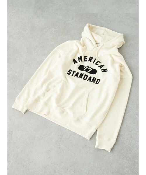 SEVENDAYS=SUNDAY（セブンデイズサンデイ）の「フロッキープリント裏毛パーカーA　＊（パーカー・レディース・アイボリー/ネイビー/杢グレー・L/M/S）」の7枚目の写真