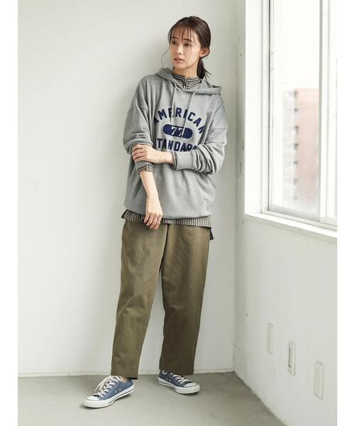 SEVENDAYS=SUNDAY（セブンデイズサンデイ）の「フロッキープリント裏毛パーカーA　＊（パーカー・レディース・アイボリー/ネイビー/杢グレー・L/M/S）」の15枚目の写真