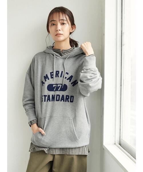 SEVENDAYS=SUNDAY（セブンデイズサンデイ）の「フロッキープリント裏毛パーカーA　＊（パーカー・レディース・アイボリー/ネイビー/杢グレー・L/M/S）」の16枚目の写真