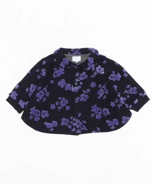 HAKKA BABY（ハッカベビー）の「[ベビー]フラワーフレンズベロアジャガードポンチョ（ポンチョ・キッズ・キナリ/ネイビー・FREE）」の2枚目の写真