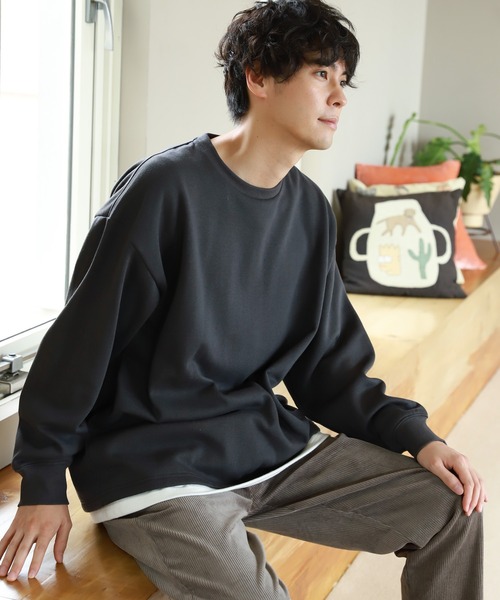 LAKOLE(ラコレ)の「裏起毛レイヤードプルオーバー / 239227(スウェット・メンズ・スモーク/オリーブ/グレー/ピンク/サックスブルー・X-LARGE/MEDIUM/LARGE)」の5枚目の写真