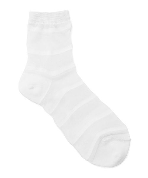 Demi-Luxe BEAMS（デミルクス ビームス）の「Piedi Nudi / シースルー ボーダーソックス（ソックス/靴下・レディース・ホワイト/ブラック/イエロー・ONE SIZE）」の4枚目の写真