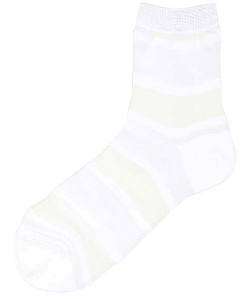 Demi-Luxe BEAMS（デミルクス ビームス）の「Piedi Nudi / シースルー ボーダーソックス（ソックス/靴下・レディース・ホワイト/ブラック/イエロー・ONE SIZE）」の2枚目の写真