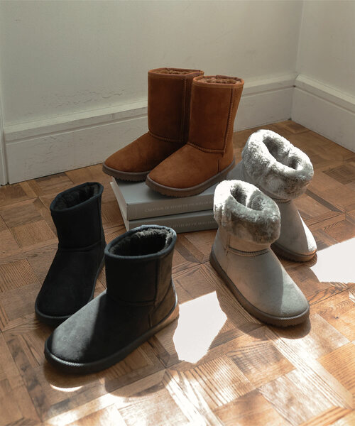 KOBE LETTUCE（コウベレタス）の「ショート丈ムートンブーツ（ブーツ・レディース・ブラック/チャコールグレー/ダークブラウン/グレー系/ブラック系/ブラック系その他3/キャメル/ブラック系1/ブラック系2/チャコール/ブラウン系・M/LL/L/S）」の5枚目の写真