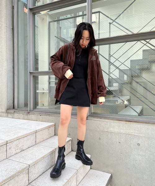 WHO'S WHO gallery（フーズフーギャラリー）の「PTNツイルミニスカート（スカート・レディース・ブラック/パープル・FREE）」の3枚目の写真