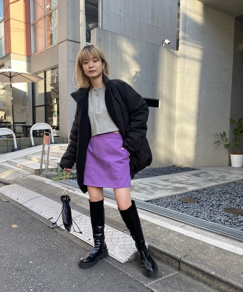 WHO'S WHO gallery（フーズフーギャラリー）の「PTNツイルミニスカート（スカート・レディース・ブラック/パープル・FREE）」の8枚目の写真