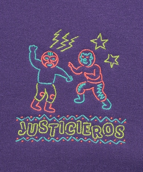 チチカカ（チチカカ）の「パイル起毛ルチャ刺繍プルパーカー（パーカー・レディース・ブラック/パープル/グリーン・FREE）」の5枚目の写真