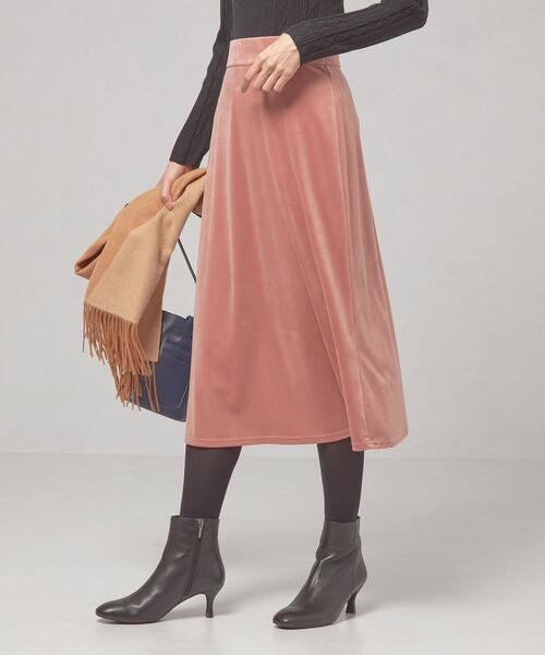 closet story(クローゼットストーリー)の「<closet story(クローゼットストーリー)>カットパイル フレア ロングスカート(スカート・レディース・ライトグレー/ピンク・FREE)」の1枚目の写真