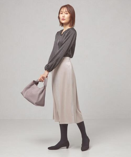 closet story(クローゼットストーリー)の「<closet story(クローゼットストーリー)>カットパイル フレア ロングスカート(スカート・レディース・ライトグレー/ピンク・FREE)」の8枚目の写真