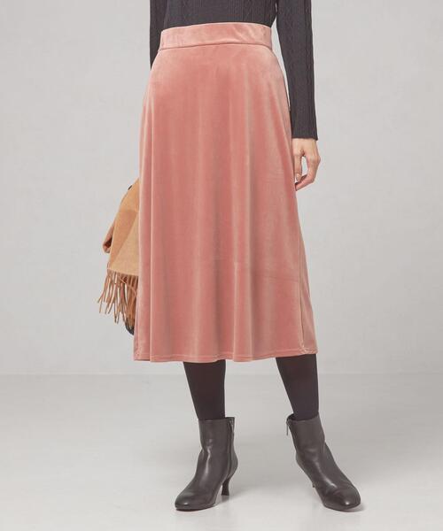 closet story(クローゼットストーリー)の「<closet story(クローゼットストーリー)>カットパイル フレア ロングスカート(スカート・レディース・ライトグレー/ピンク・FREE)」の7枚目の写真