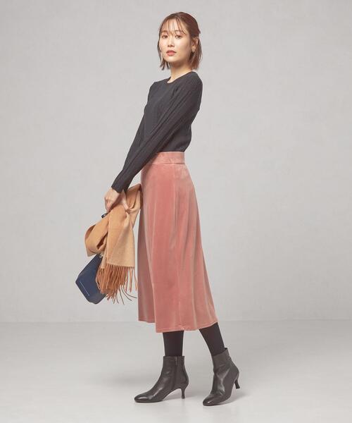 closet story(クローゼットストーリー)の「<closet story(クローゼットストーリー)>カットパイル フレア ロングスカート(スカート・レディース・ライトグレー/ピンク・FREE)」の9枚目の写真