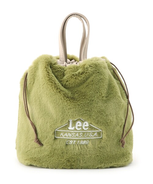 DRESKIP（ドレスキップ）の「◆【Lee別注】フェイクファー巾着トート（トートバッグ・レディース・アイボリー/ダークグレー/ブラウン系その他/グリーン系その他5・00）」の4枚目の写真