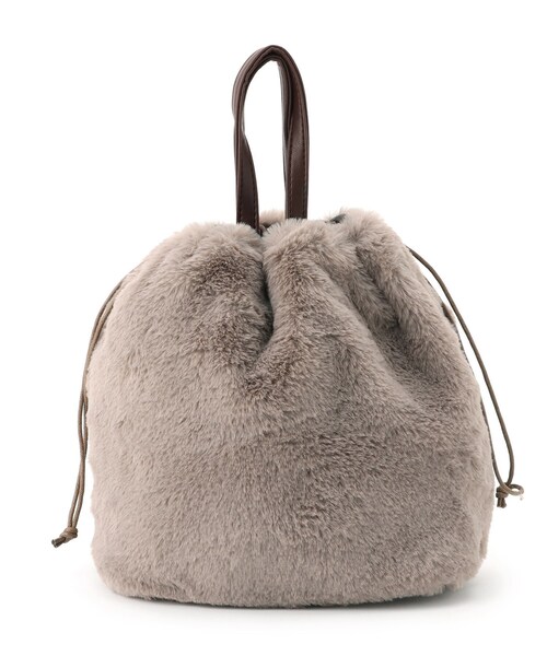 DRESKIP（ドレスキップ）の「◆【Lee別注】フェイクファー巾着トート（トートバッグ・レディース・アイボリー/ダークグレー/ブラウン系その他/グリーン系その他5・00）」の12枚目の写真