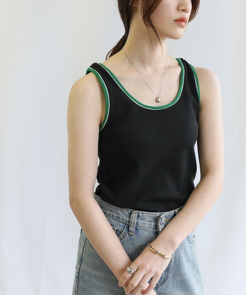 select MOCA（セレクトモカ）の「ラインリブタンクトップ（タンクトップ・レディース・ブラック/イエロー/グリーン/アイボリー/テラコッタ・FREE）」の13枚目の写真