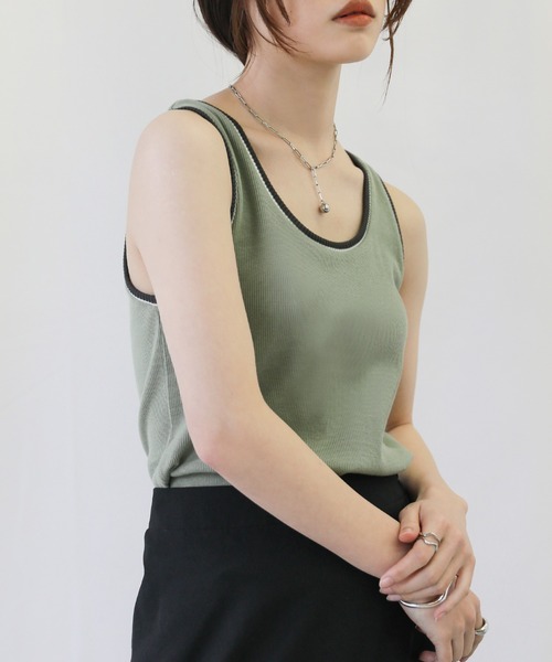 select MOCA（セレクトモカ）の「ラインリブタンクトップ（タンクトップ・レディース・ブラック/イエロー/グリーン/アイボリー/テラコッタ・FREE）」の8枚目の写真