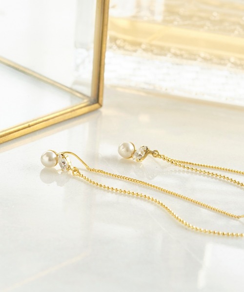 Phoebe（フィービィー）の「センシュアルパールロングアメリカンフックピアス（ピアス（両耳用）・レディース・イエローゴールド・FREE）」の6枚目の写真