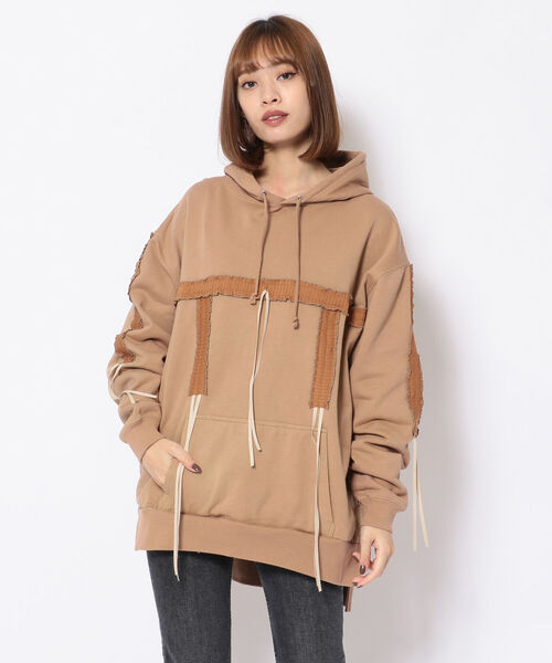 RehersalL（リハーズオール）の「rehersall／リハーズオール/シャーリングスウェットプルパーカー（パーカー・レディース・オレンジ/ブラック・FREE）」の2枚目の写真