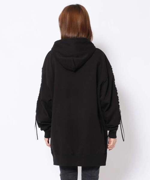 RehersalL（リハーズオール）の「rehersall／リハーズオール/シャーリングスウェットプルパーカー（パーカー・レディース・オレンジ/ブラック・FREE）」の3枚目の写真