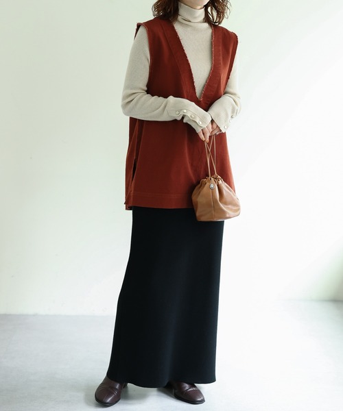 DISCOAT（ディスコート）の「【WEB限定】USコットンフリンジ深Vベスト（ベスト・レディース・カーキ/アイボリー/ブラウン/ブラック・FREE）」の20枚目の写真