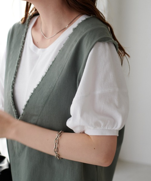 DISCOAT（ディスコート）の「【WEB限定】USコットンフリンジ深Vベスト（ベスト・レディース・カーキ/アイボリー/ブラウン/ブラック・FREE）」の22枚目の写真