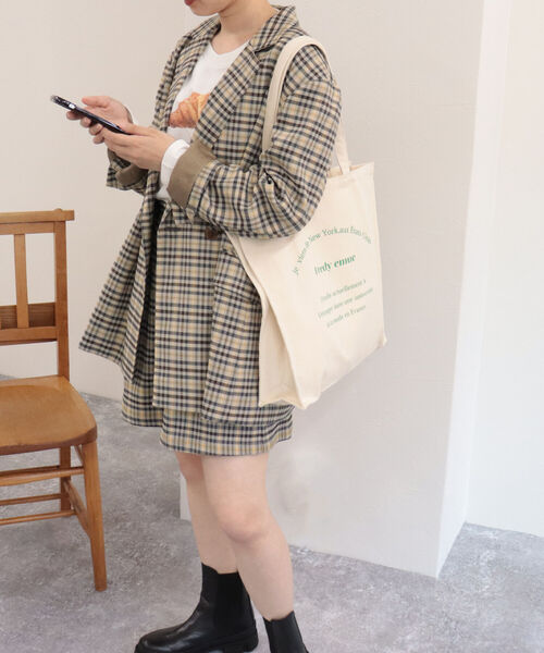fredy emue(フレディエミュ)の「チェックBIGシルエットジャケット(テーラードジャケット・レディース・ブラック系その他/グリーン系その他・38)」の4枚目の写真