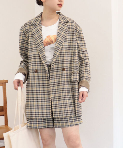 fredy emue(フレディエミュ)の「チェックBIGシルエットジャケット(テーラードジャケット・レディース・ブラック系その他/グリーン系その他・38)」の5枚目の写真