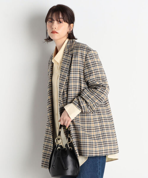 fredy emue(フレディエミュ)の「チェックBIGシルエットジャケット(テーラードジャケット・レディース・ブラック系その他/グリーン系その他・38)」の12枚目の写真