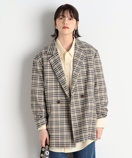 fredy emue(フレディエミュ)の「チェックBIGシルエットジャケット(テーラードジャケット・レディース・ブラック系その他/グリーン系その他・38)」の13枚目の写真