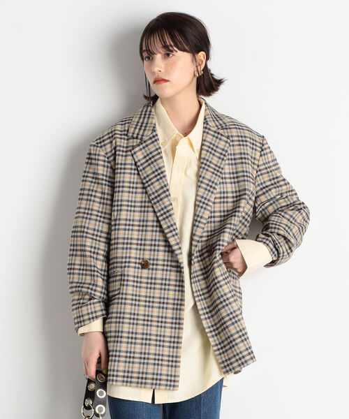 fredy emue(フレディエミュ)の「チェックBIGシルエットジャケット(テーラードジャケット・レディース・ブラック系その他/グリーン系その他・38)」の15枚目の写真