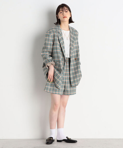 fredy emue(フレディエミュ)の「チェックBIGシルエットジャケット(テーラードジャケット・レディース・ブラック系その他/グリーン系その他・38)」の16枚目の写真